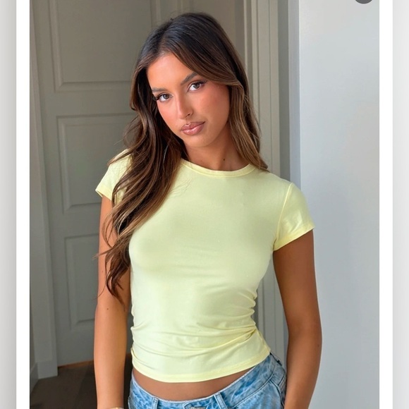 Tops - White Fox Boutique the Too Blessed Tee in Butter NWT Size M